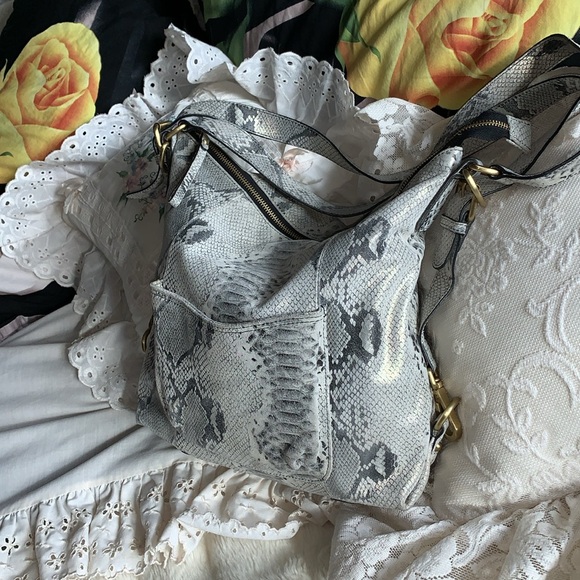 Y2K SHARIF Snakeskin reptile print LEATHER HOBO BAG Purse - Picture 3 of 14